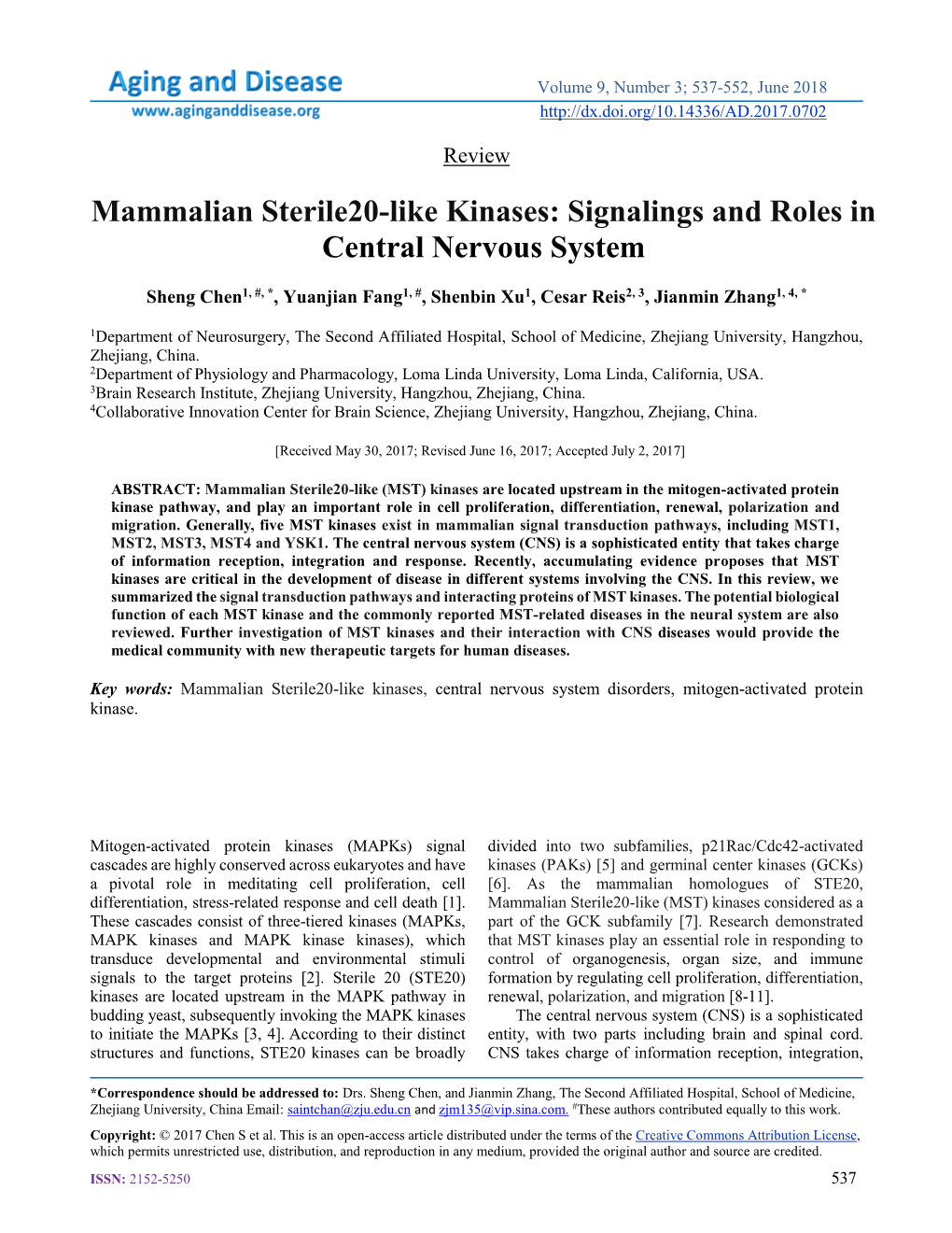 Signalings and Roles in Central Nervous System