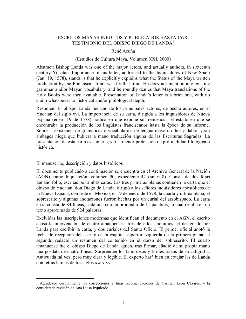 1 Escritos Mayas Inéditos Y Publicados Hasta 1578