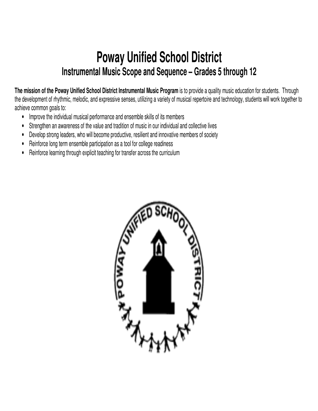 SCOPE and SEQUENCE for Instrumental Music Program