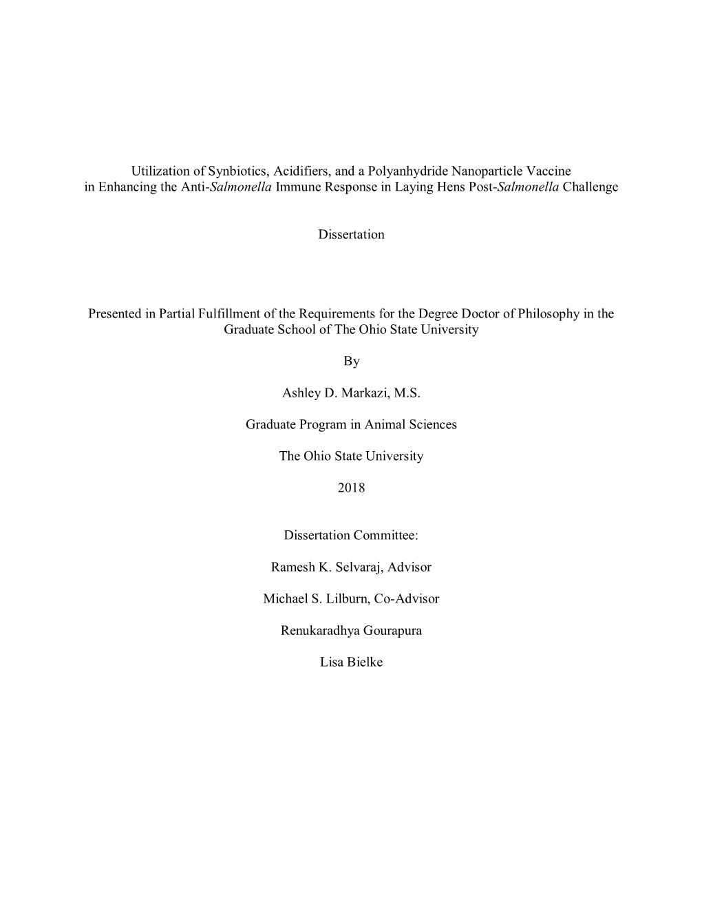 Utilization of Synbiotics, Acidifiers, and a Polyanhydride Nanoparticle