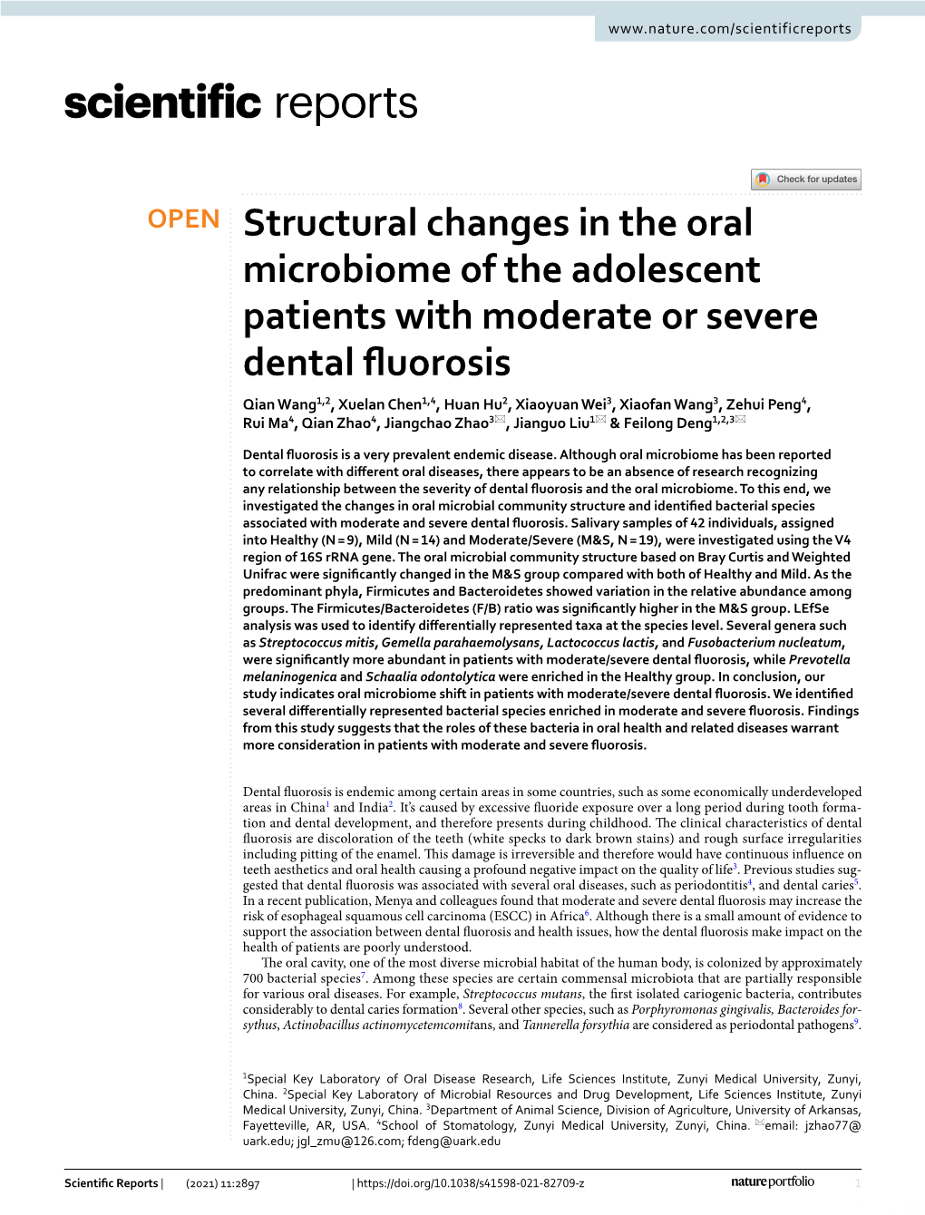 Structural Changes in the Oral Microbiome of the Adolescent