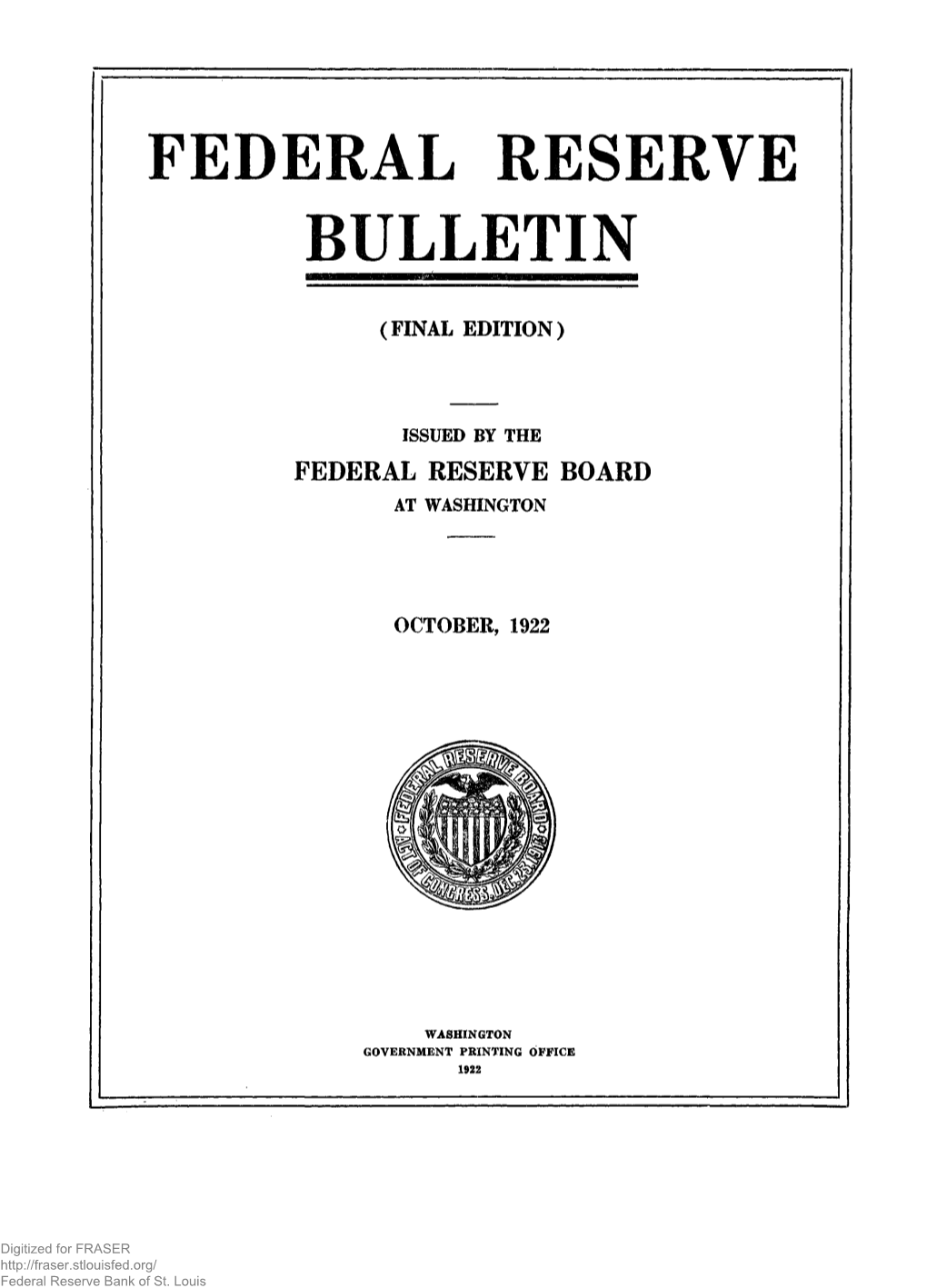 Federal Reserve Bulletin October 1922