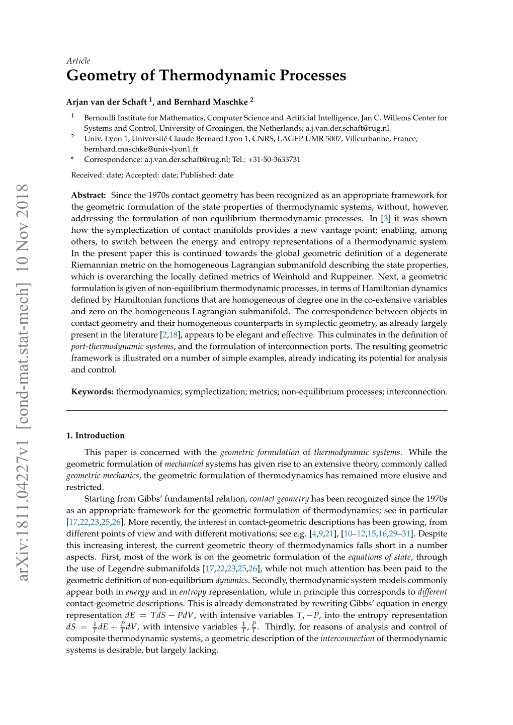 Geometry of Thermodynamic Processes