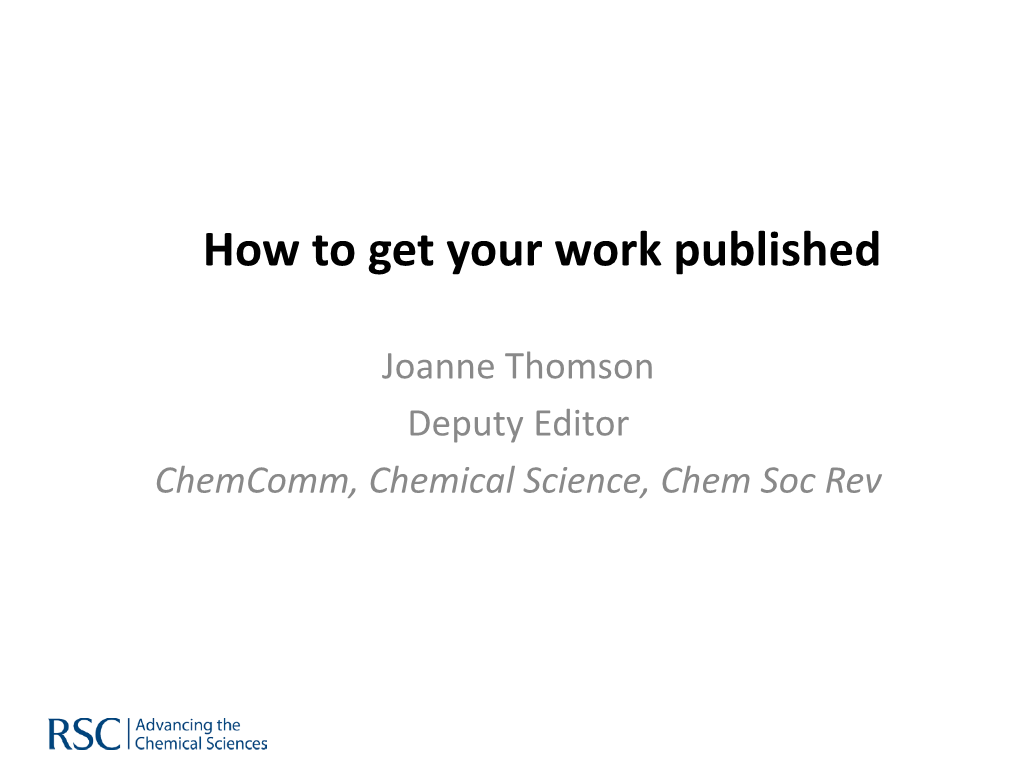 How to Get Your Work Published