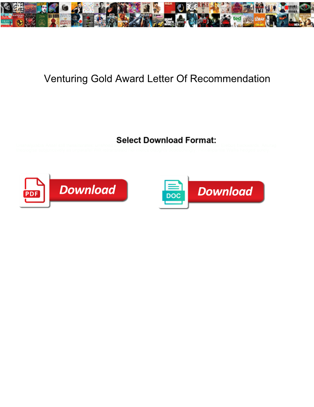 Venturing Gold Award Letter of Recommendation