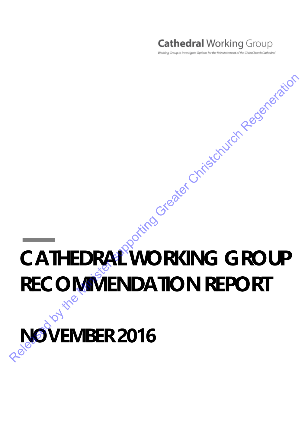 Cathedral Working Group Recommendation Report