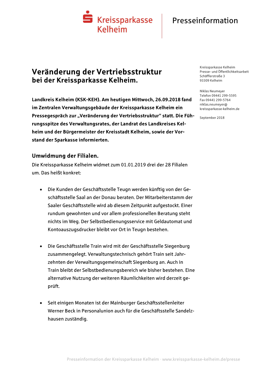 Presseinformation Veränderung Der Vertriebsstruktur