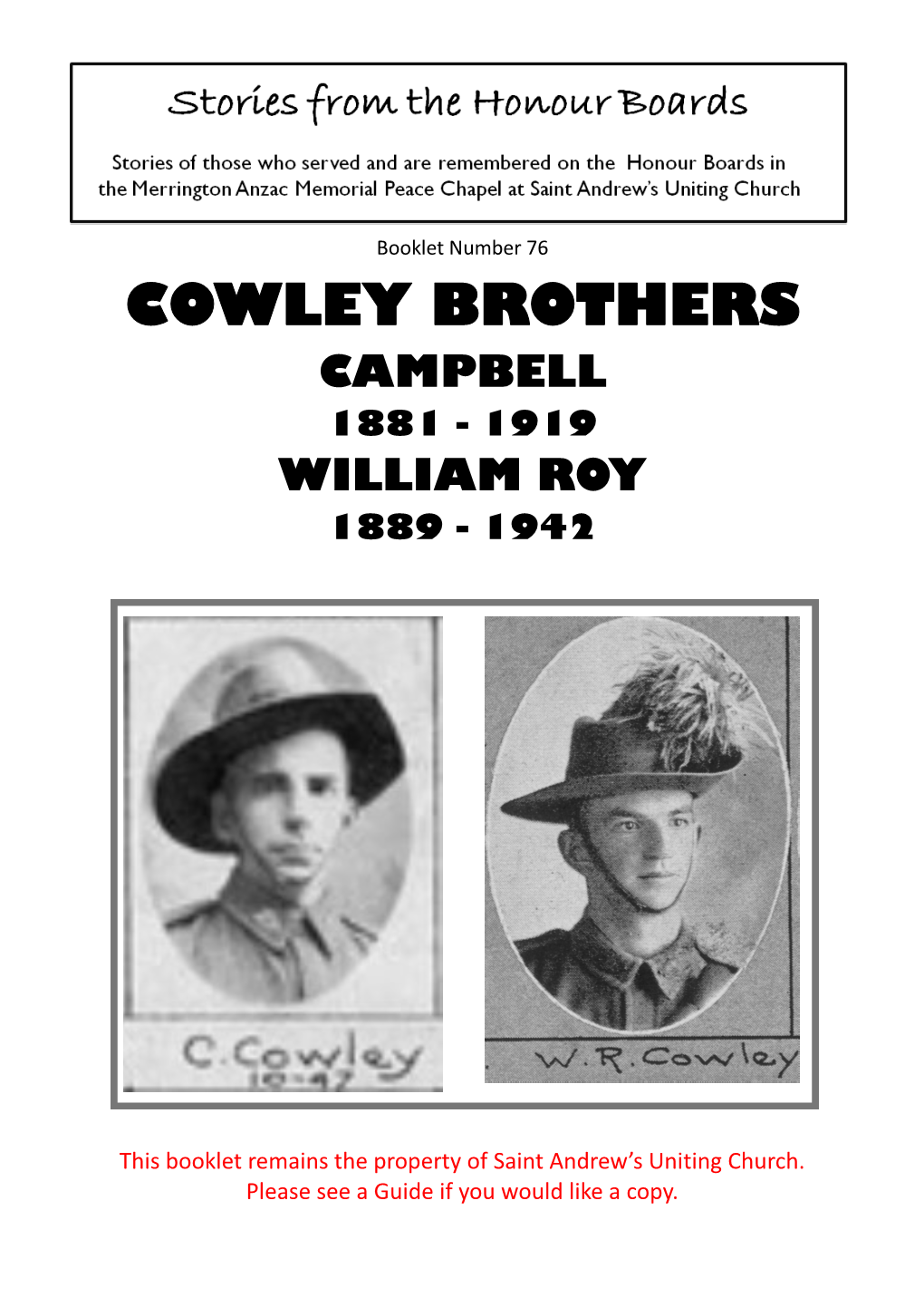 Cowley Brothers Booklet