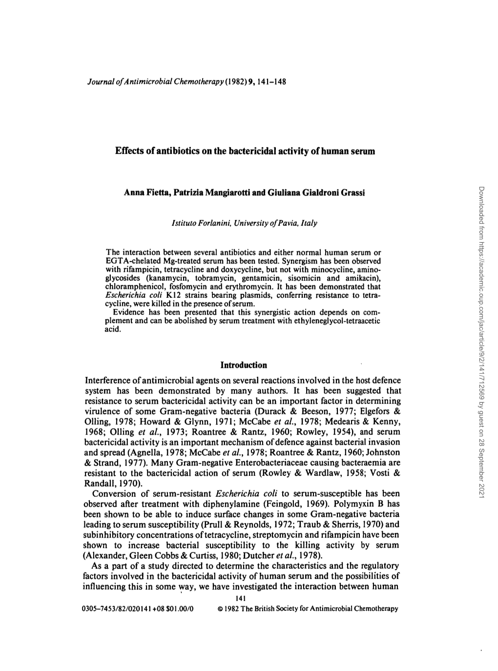 Effects of Antibiotics on the Bactericidal Activity of Human Serum