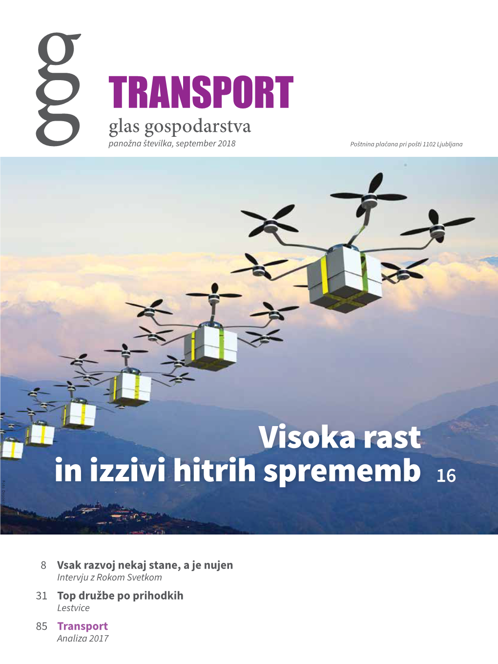 TRANSPORT Glas Gospodarstva Panožna Številka, September 2018 Poštnina Plačana Pri Pošti 1102 Ljubljana