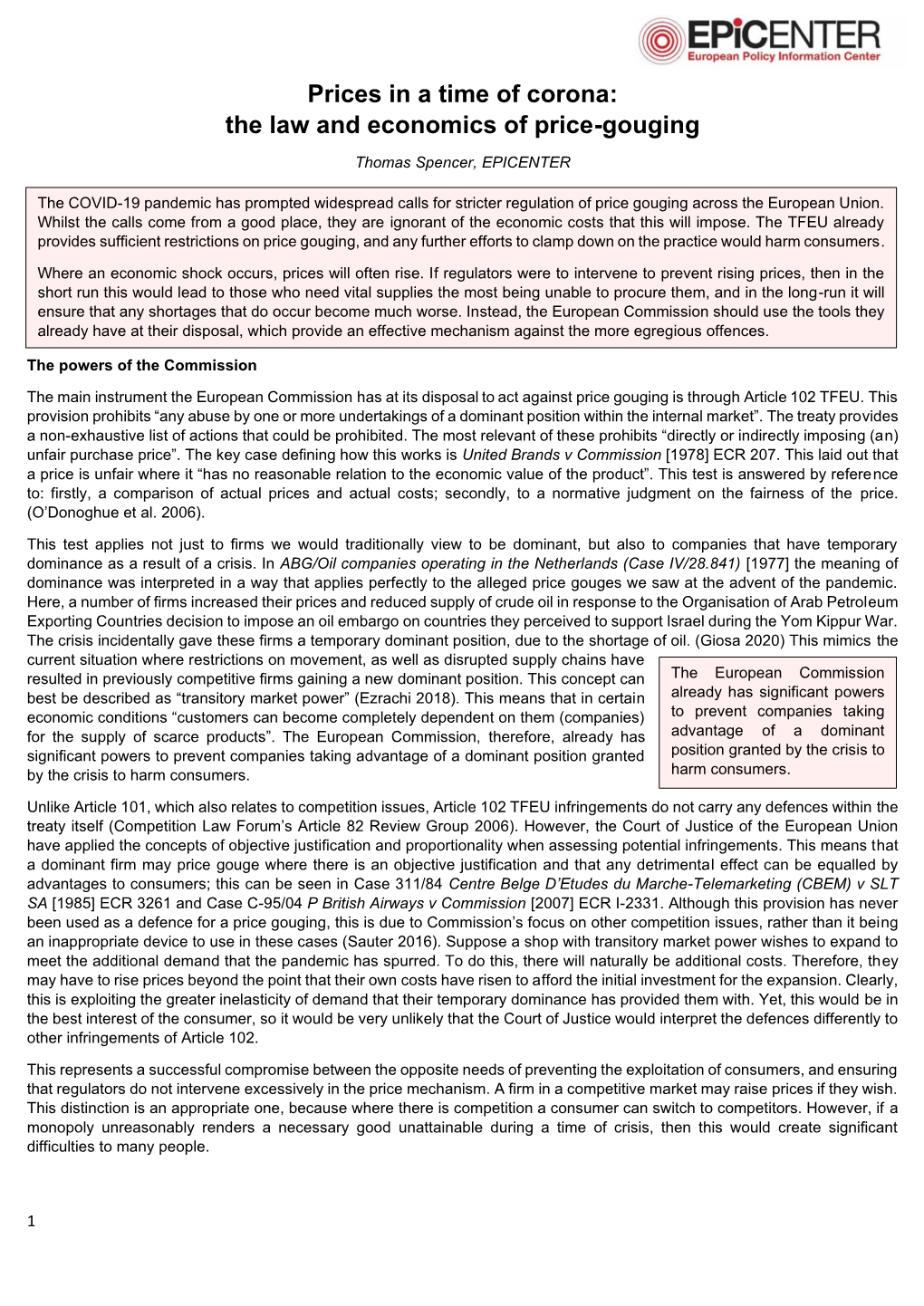 Prices in a Time of Corona: the Law and Economics of Price-Gouging