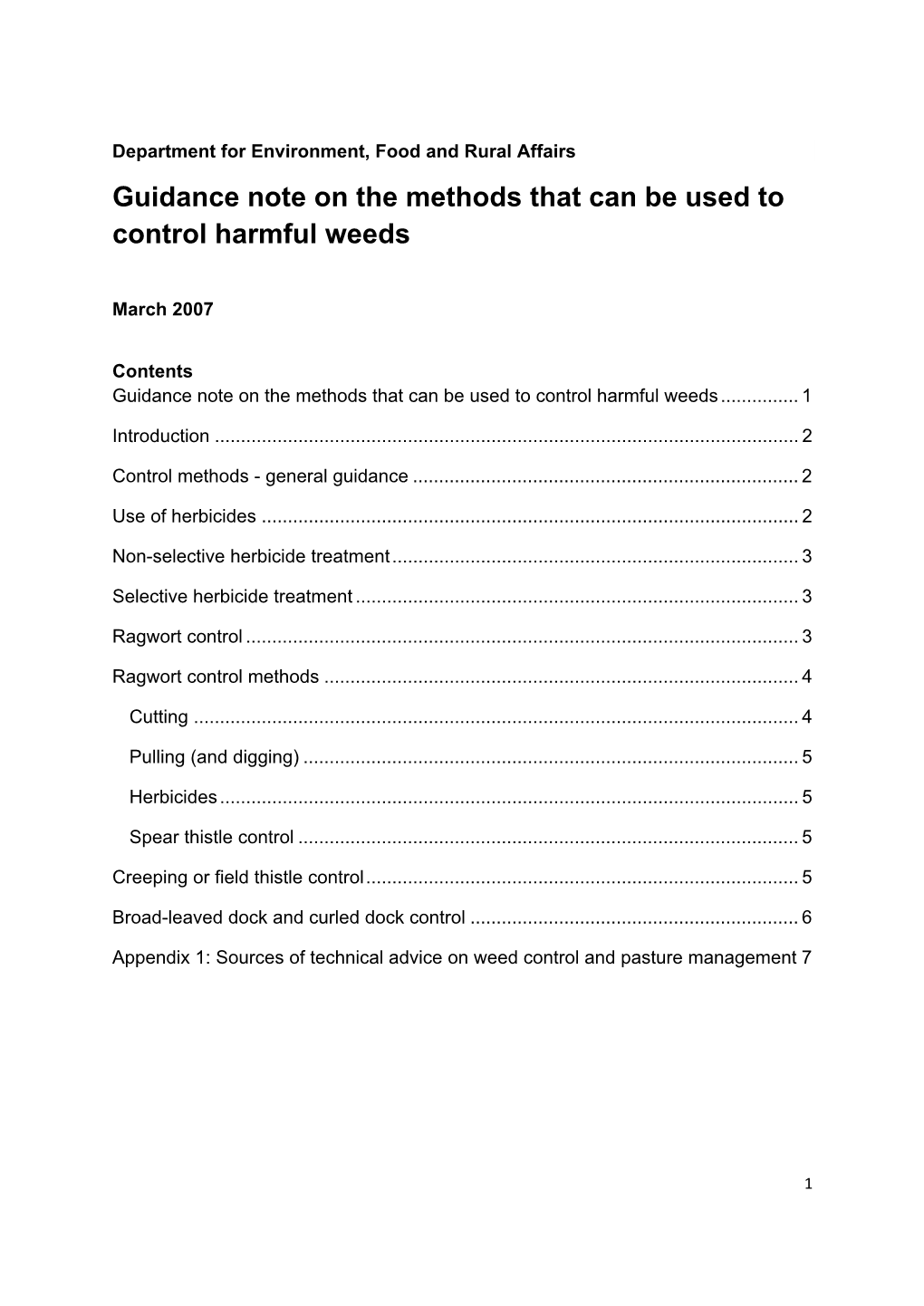 Guidance Note on the Methods That Can Be Used to Control Harmful Weeds