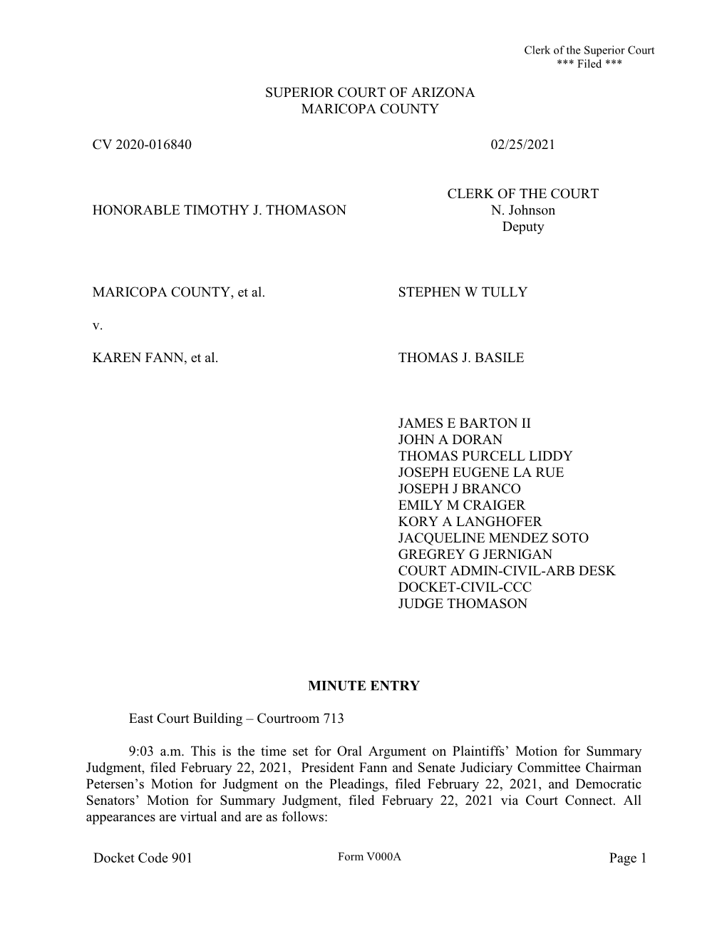 Superior Court of Arizona Maricopa County Cv 2020