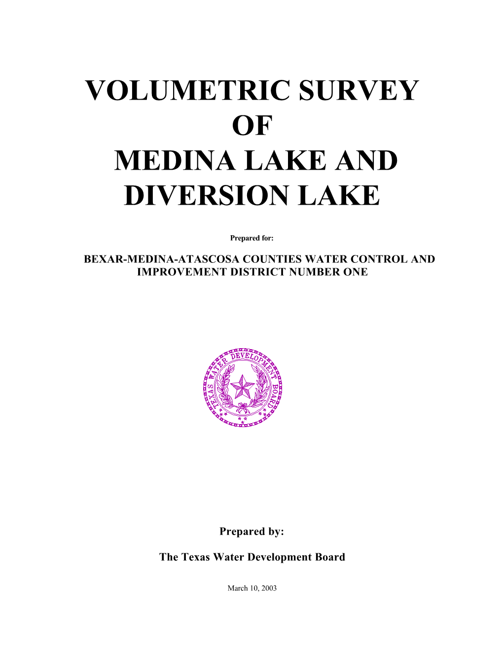 Volumetric Survey of Medina Lake and Diversion Lake