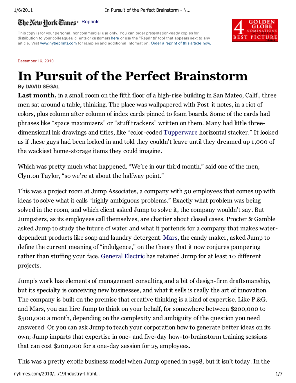 In Pursuit of the Perfect Brainstorm - N…