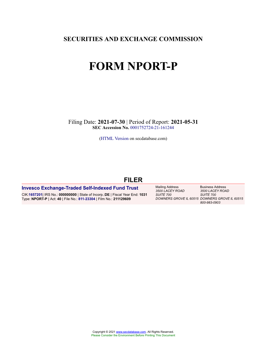 Invesco Bulletshares 2022 Corporate Bond ETF (BSCM) May 31, 2021 (Unaudited) Principal Principal Amount Value Amount Value U.S