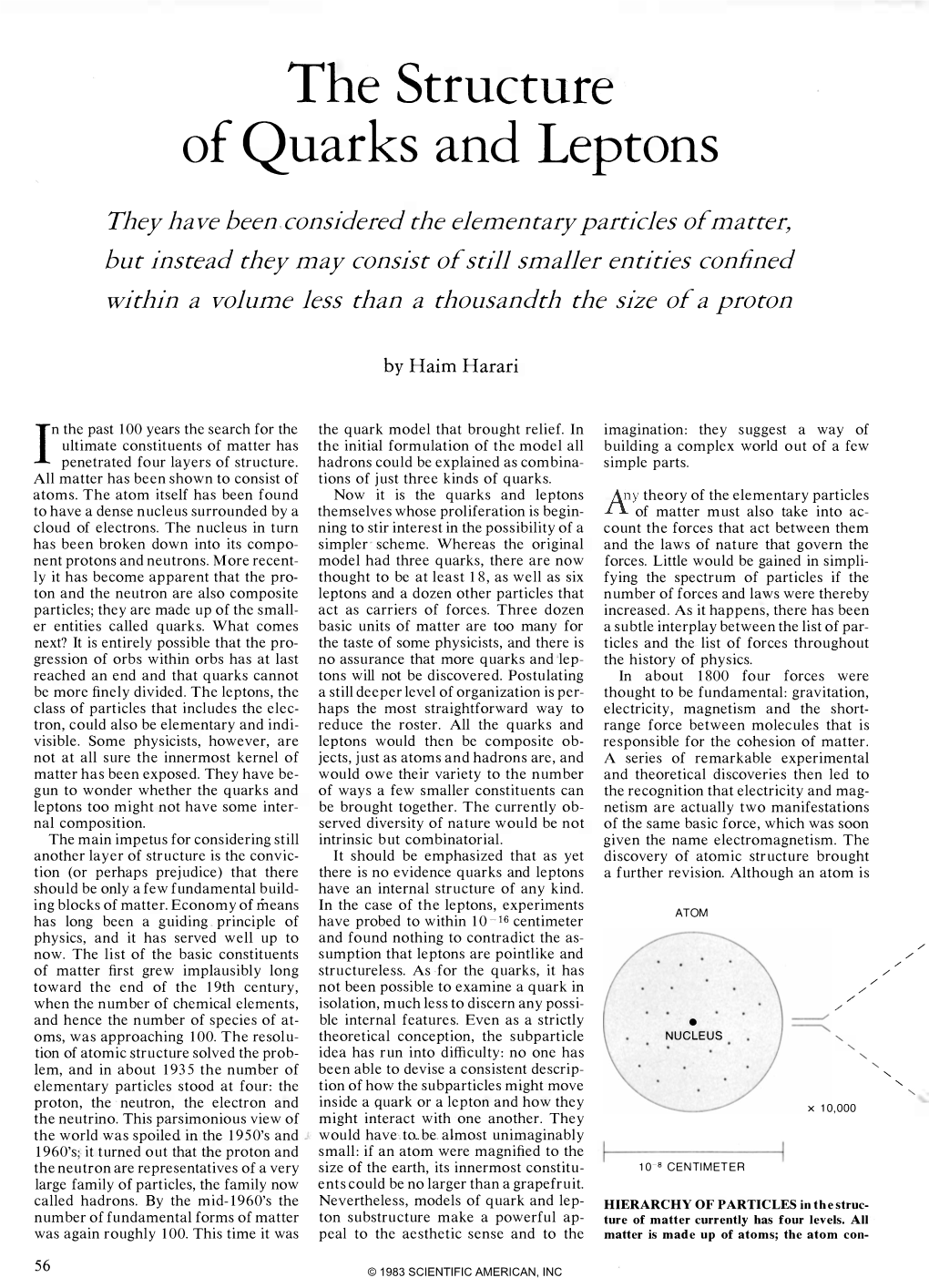 The Structure of Quarks and Leptons