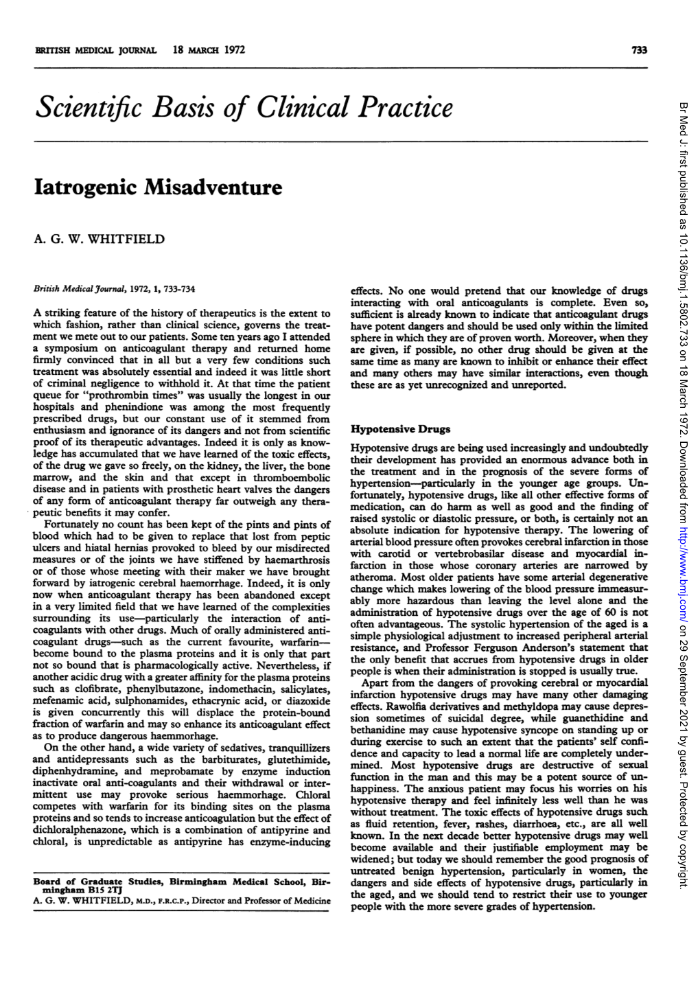 Iatrogenic Misadventure