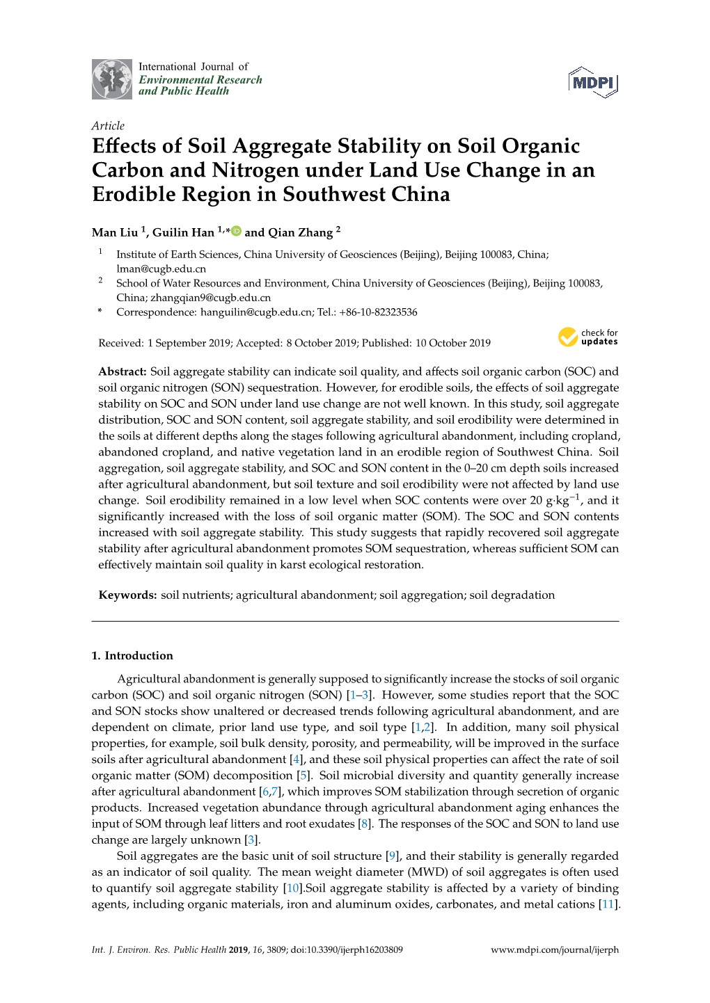 Effects of Soil Aggregate Stability on Soil Organic Carbon and Nitrogen