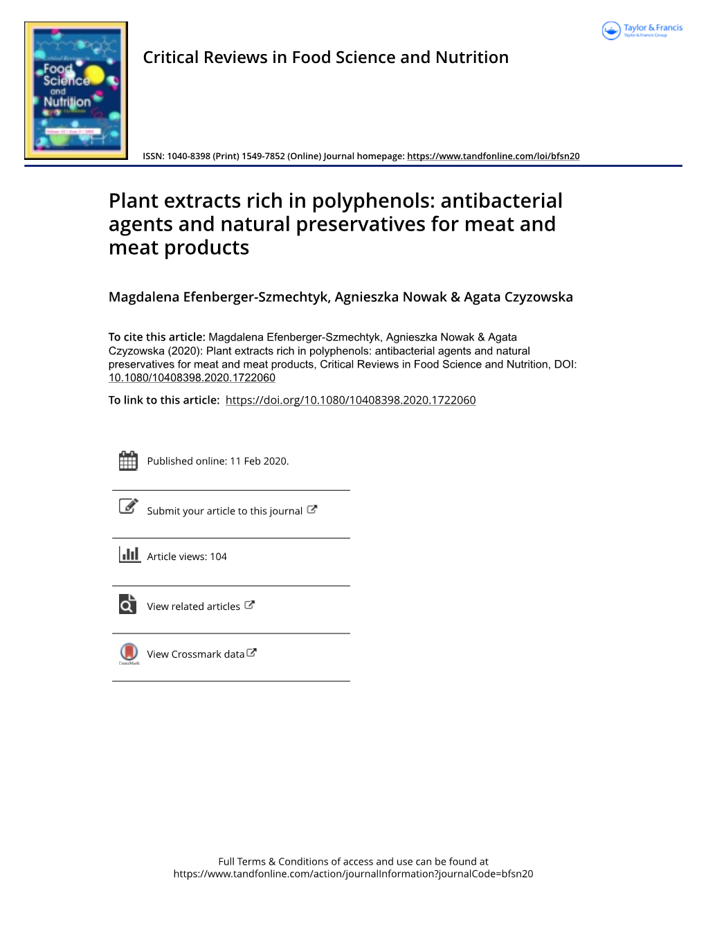 Plant Extracts Rich in Polyphenols: Antibacterial Agents and Natural Preservatives for Meat and Meat Products