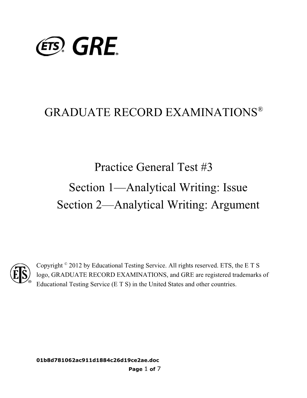 GRE Practice 3 Analytical Writing