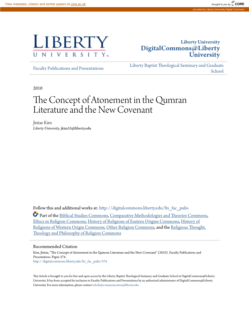 The Concept of Atonement in the Qumran Literature and the New Covenant