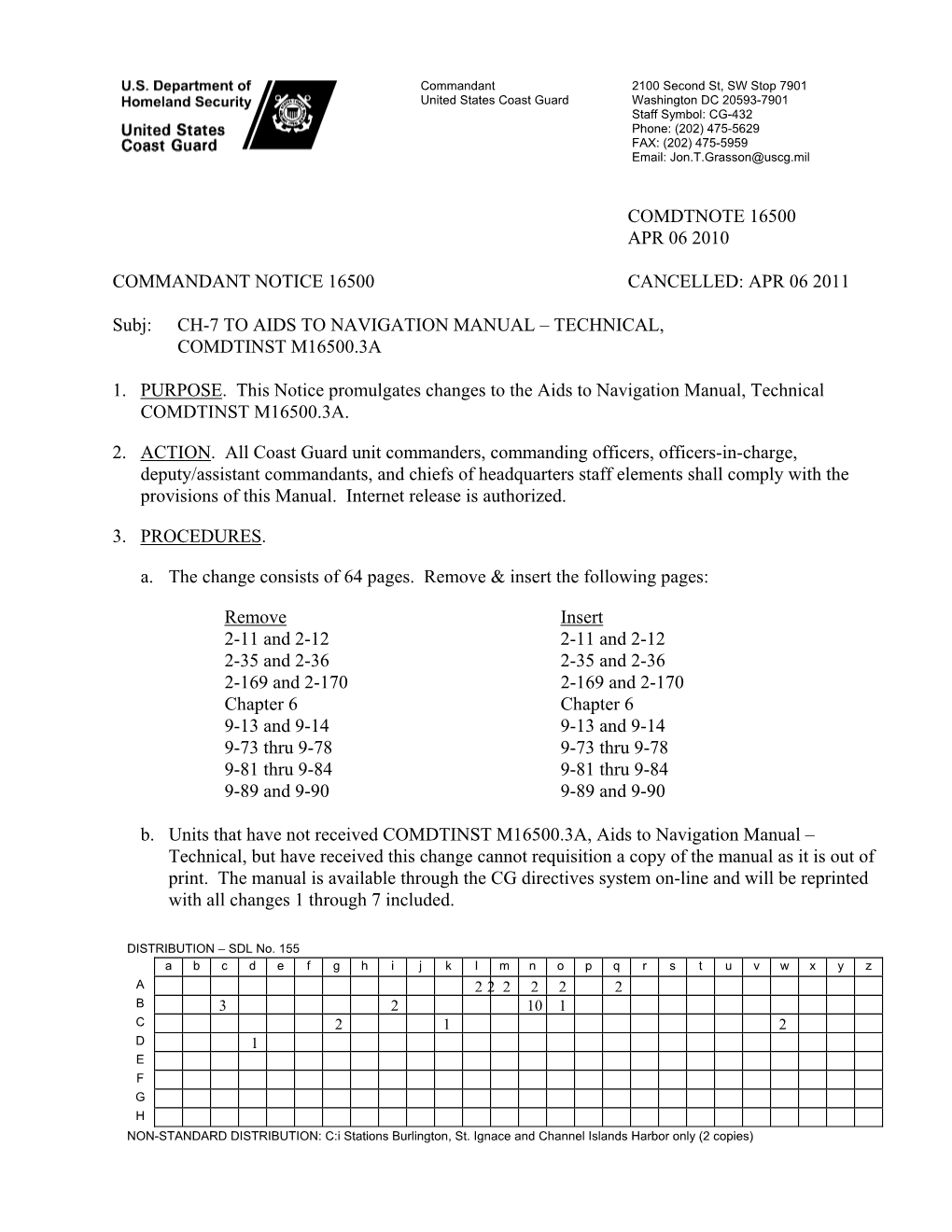 Aids to Navigation Manual – Technical, Comdtinst M16500.3A