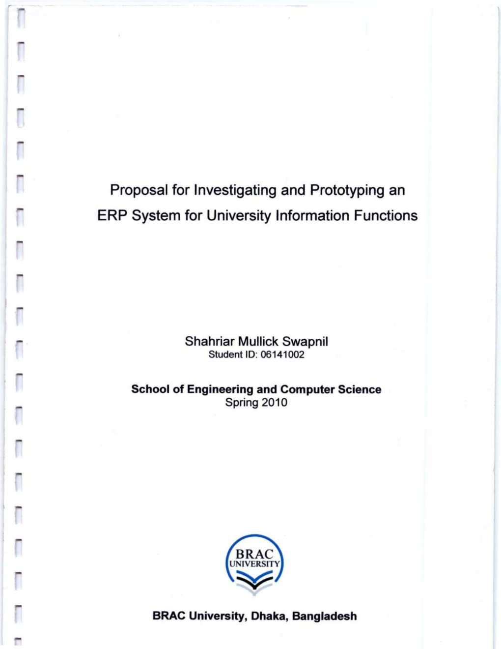 Proposal for Investigating and Prototyping an ERP System for University Information Functions