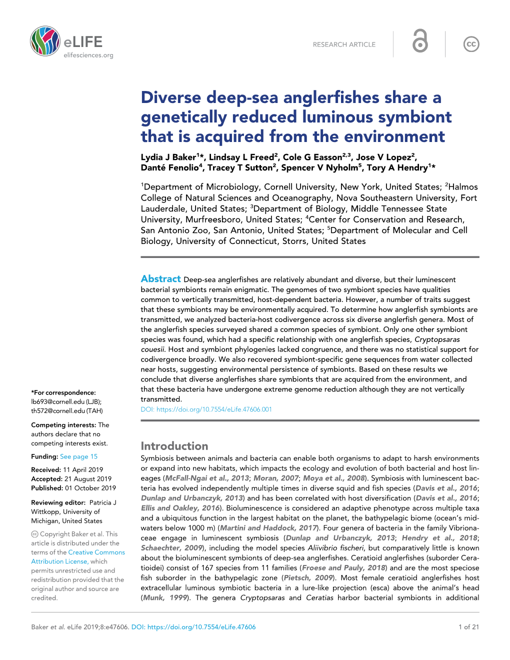 Diverse Deep-Sea Anglerfishes Share a Genetically Reduced Luminous