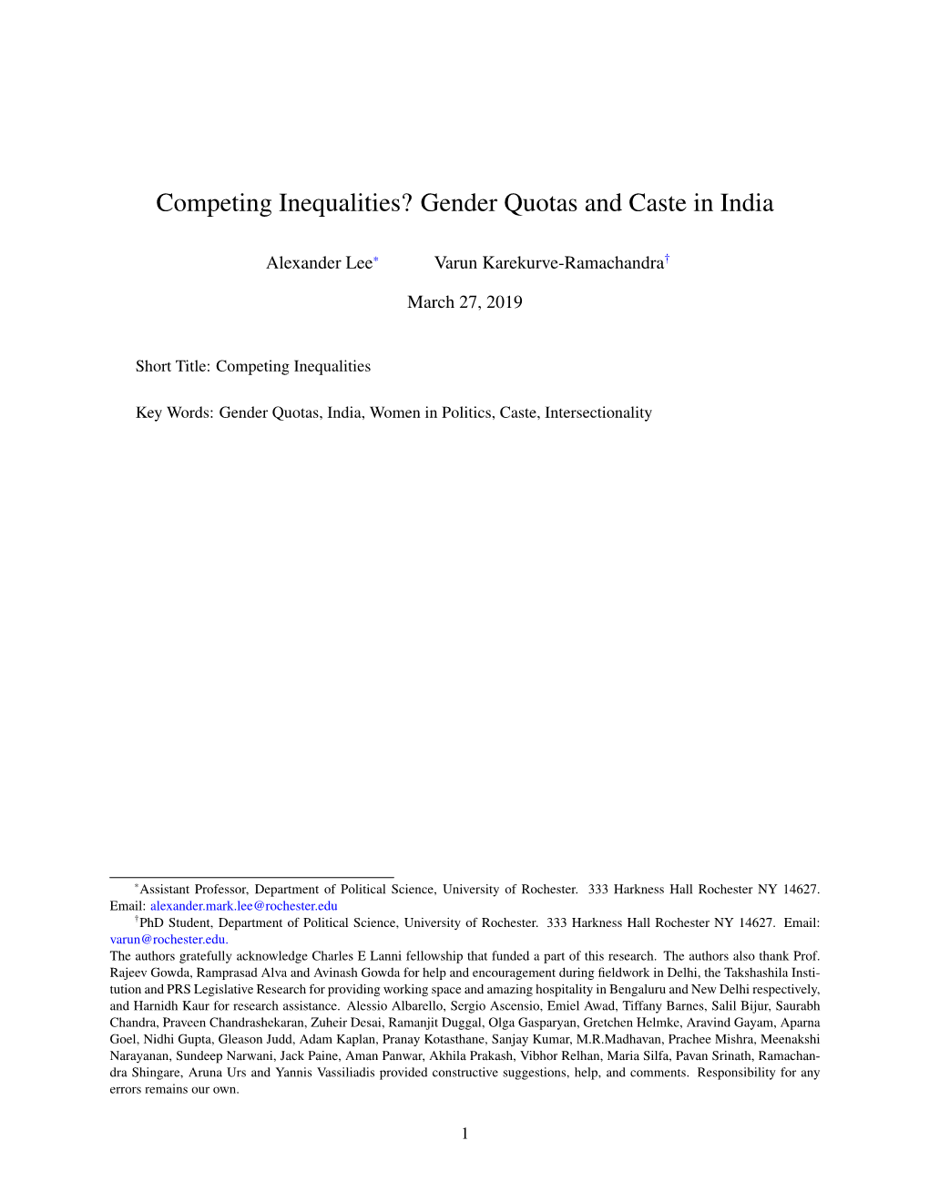 Gender Quotas and Caste in India