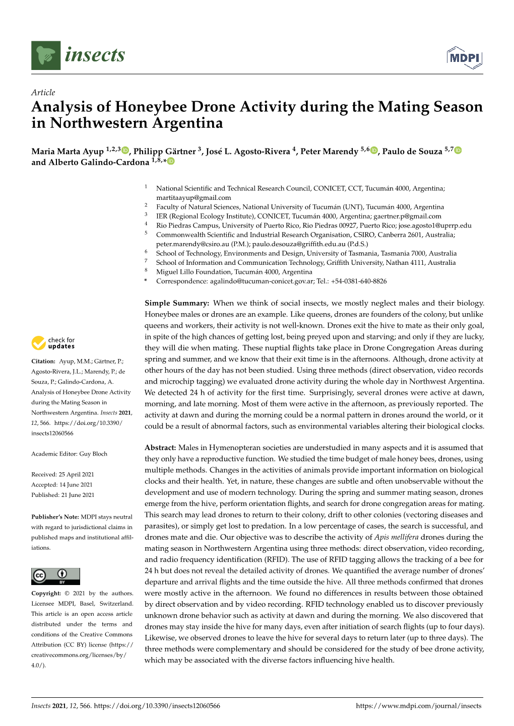 Analysis of Honeybee Drone Activity During the Mating Season in Northwestern Argentina