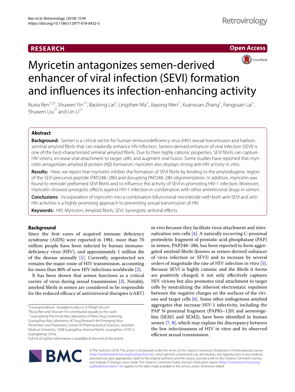 Myricetin Antagonizes Semen-Derived Enhancer of Viral Infection (SEVI