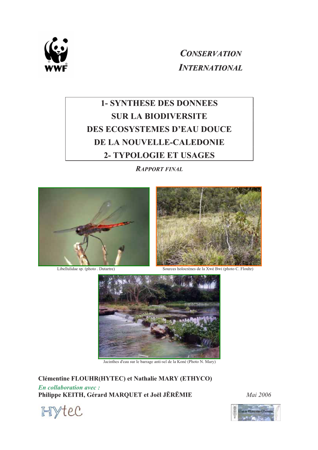 Synthese Des Donnees Sur La Biodiversite Des Ecosystemes D’Eau Douce De La Nouvelle-Caledonie 2- Typologie Et Usages