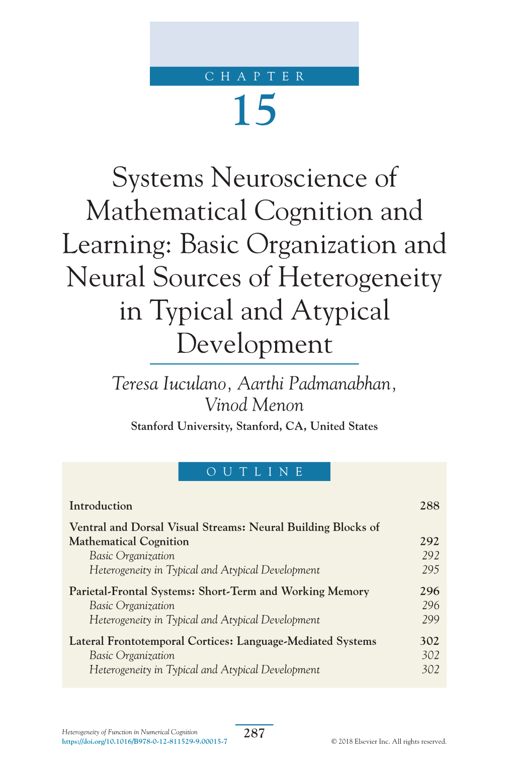 Systems Neuroscience of Mathematical Cognition and Learning