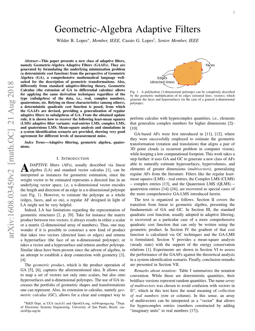 Geometric-Algebra Adaptive Filters Wilder B