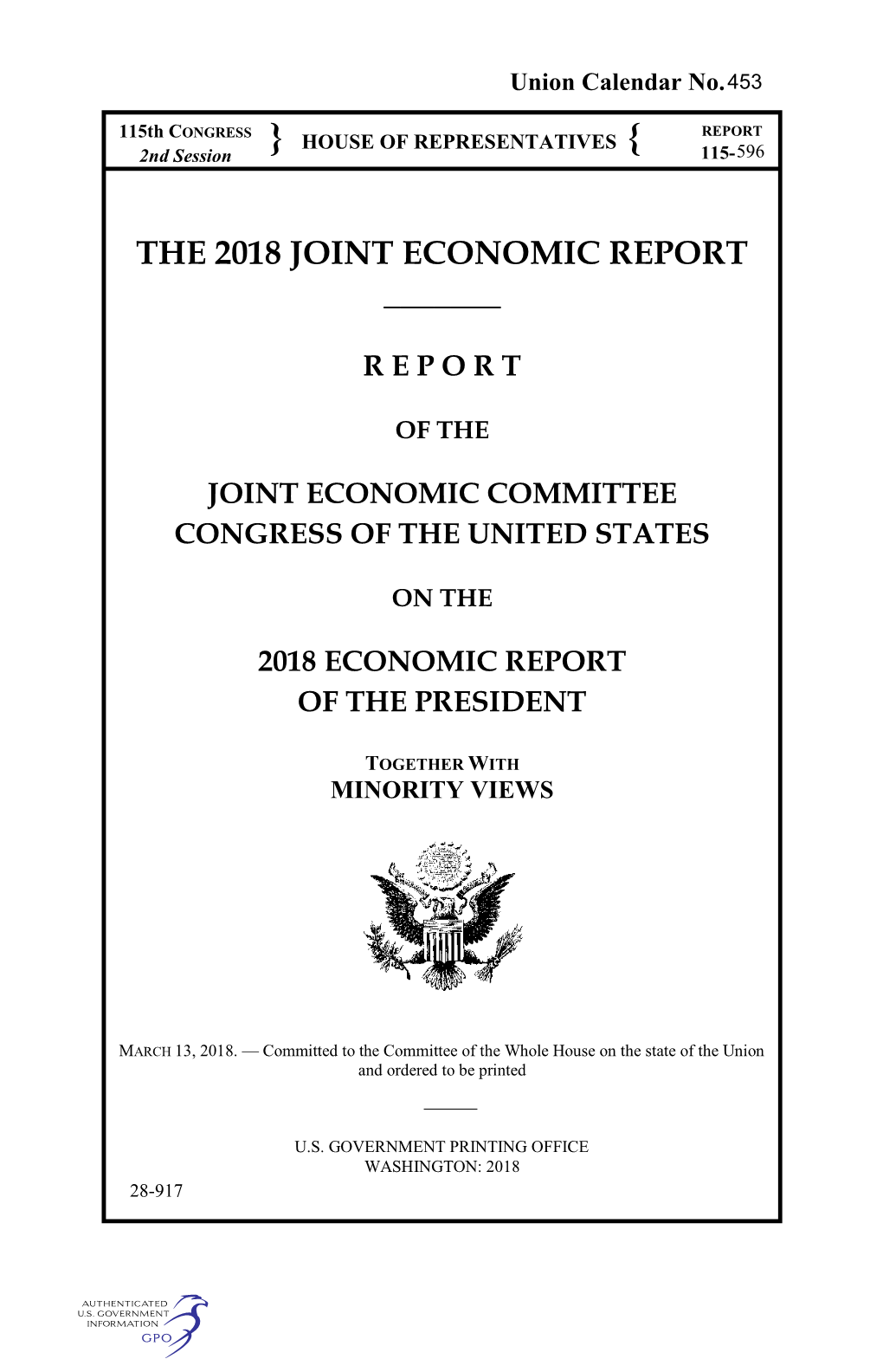 The 2018 Joint Economic Report ______