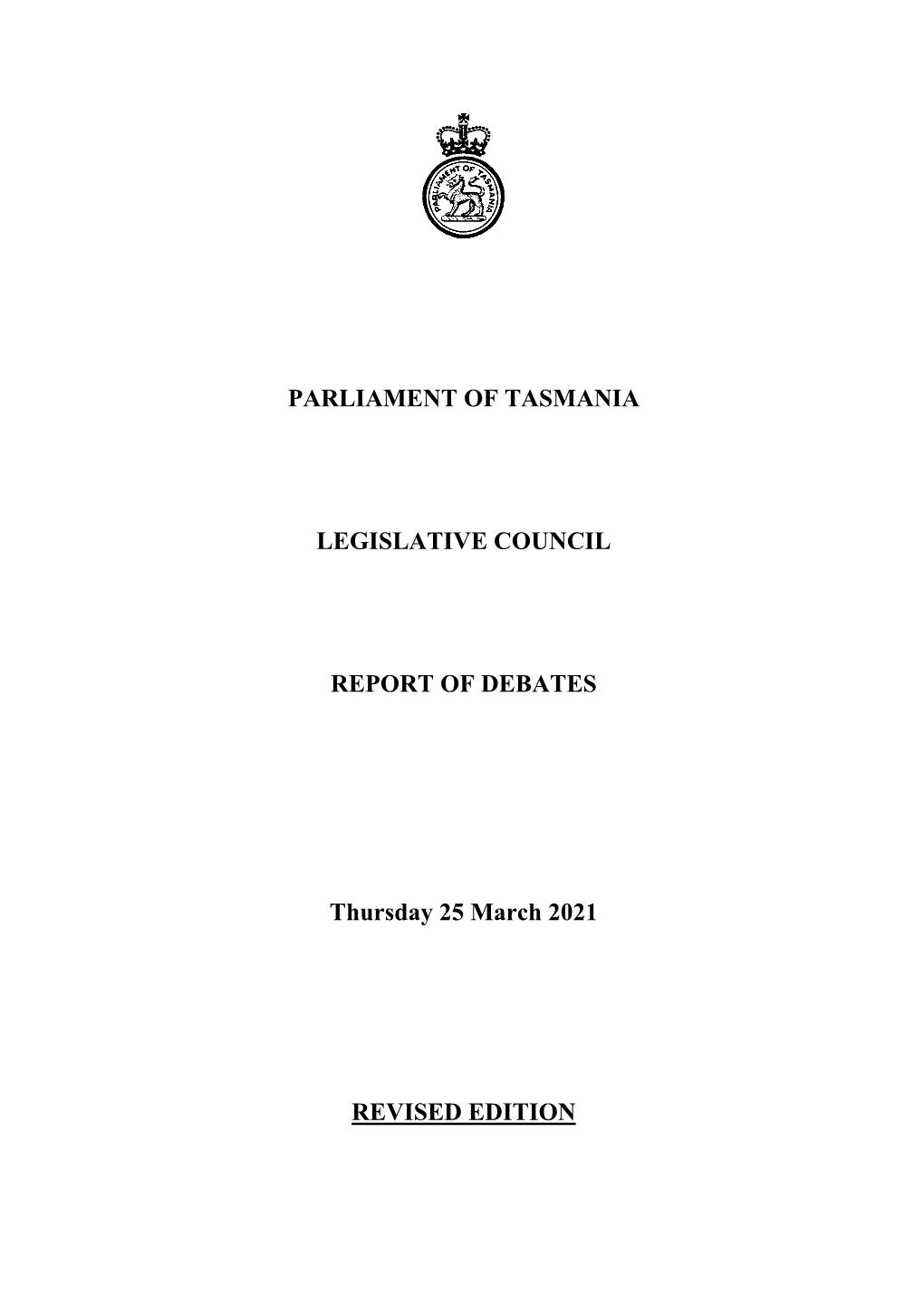 Legislative Council Thursday 25 March 2021