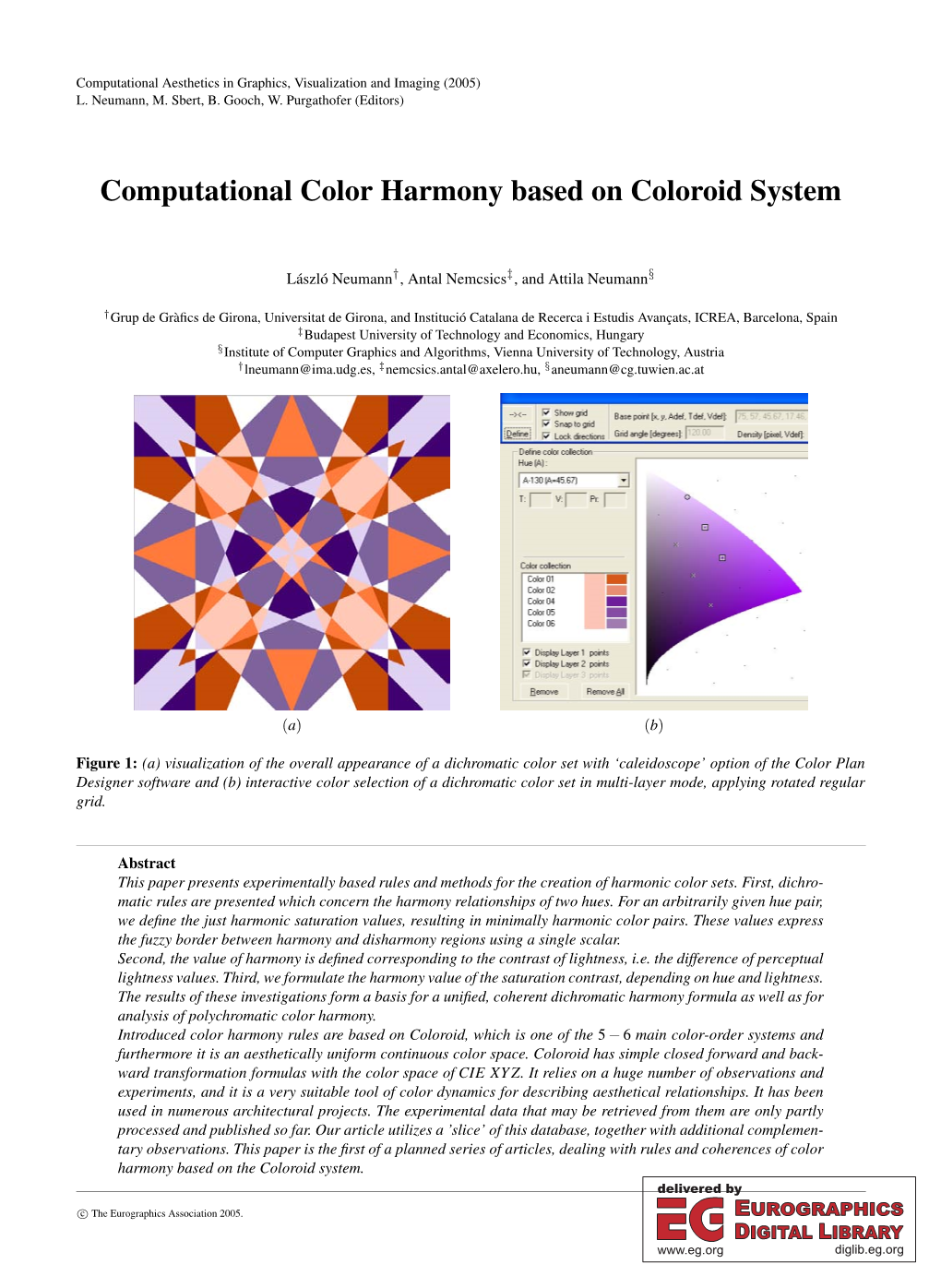 Computational Color Harmony Based on Coloroid System