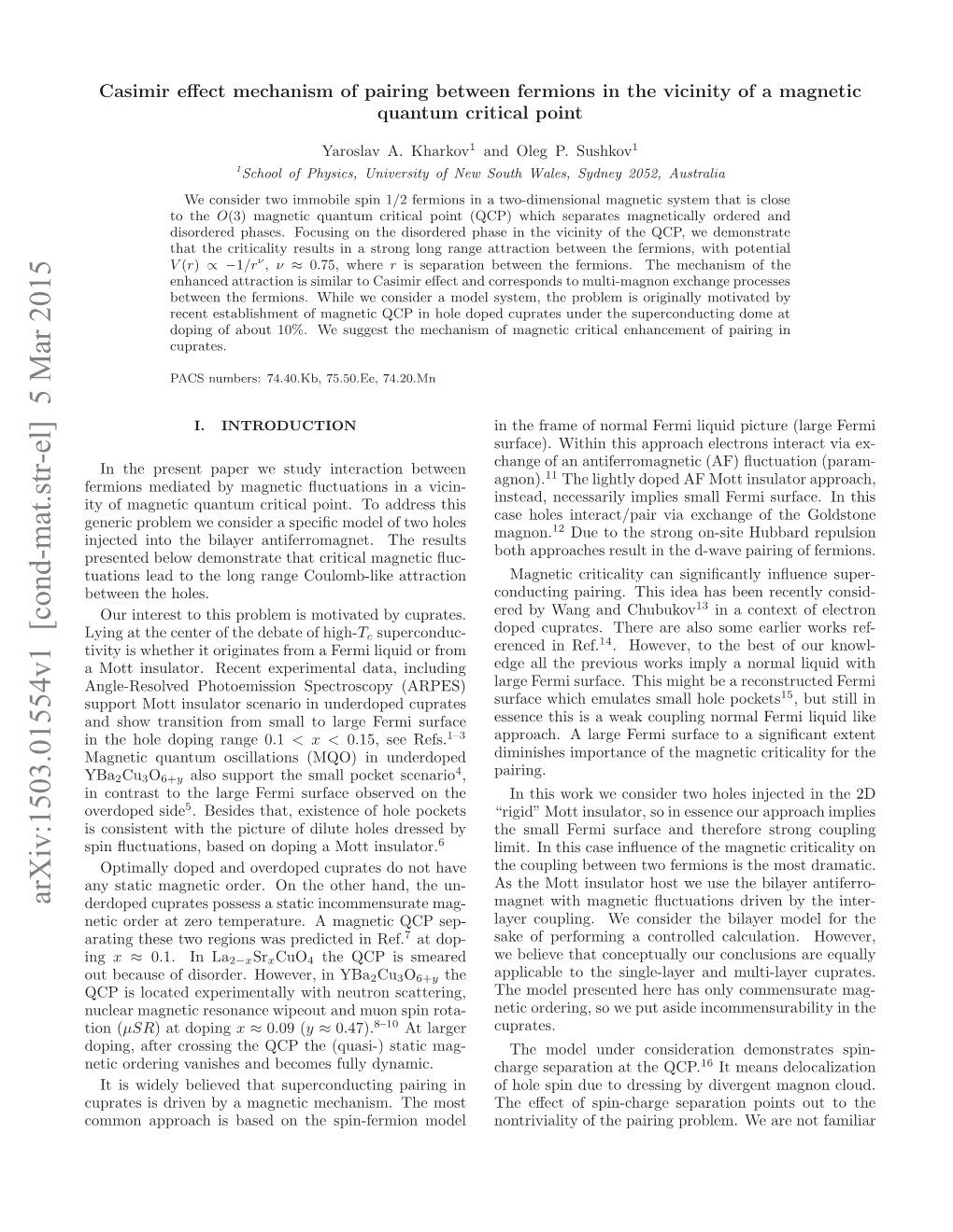 Casimir Effect Mechanism of Pairing Between Fermions in the Vicinity of A