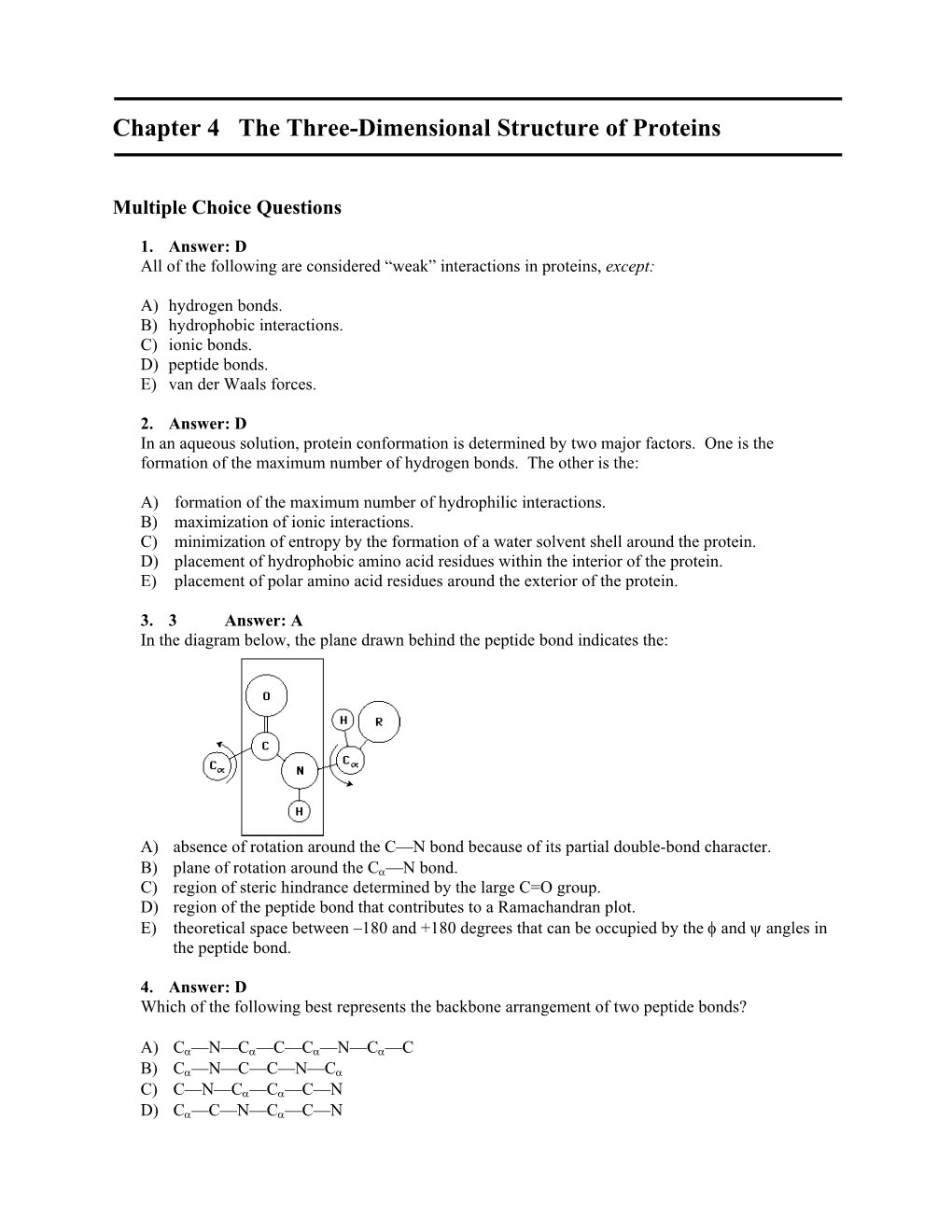 Chapter 4 the Three-Dimensional Structure of Proteins