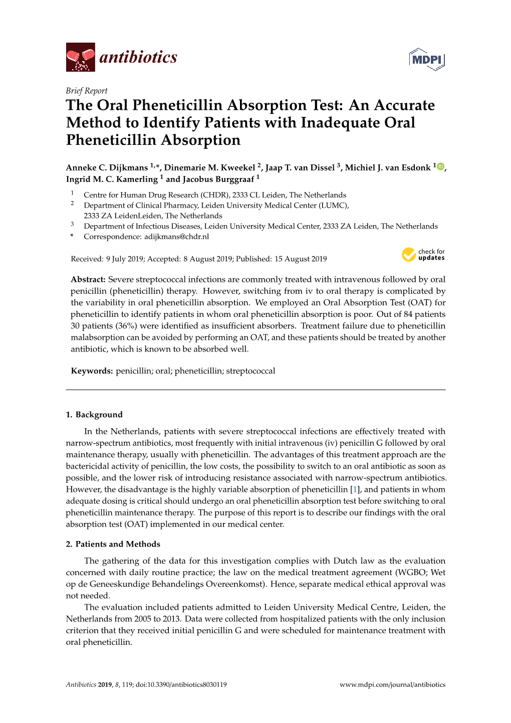 The Oral Pheneticillin Absorption Test: an Accurate Method to Identify Patients with Inadequate Oral Pheneticillin Absorption