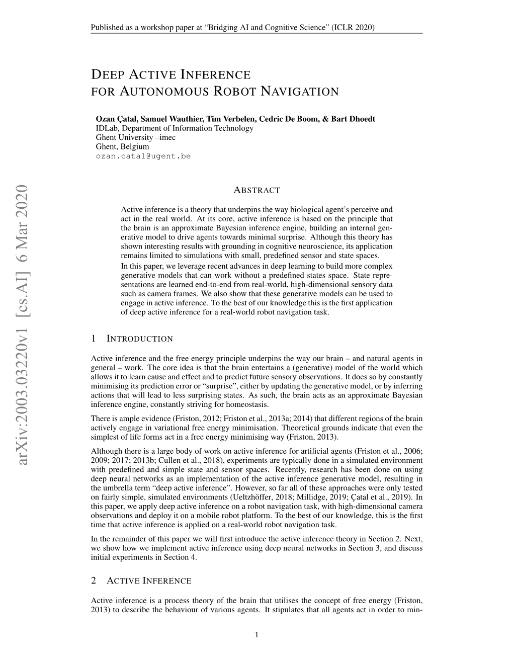 Deep Active Inference for Autonomous Robot Navigation