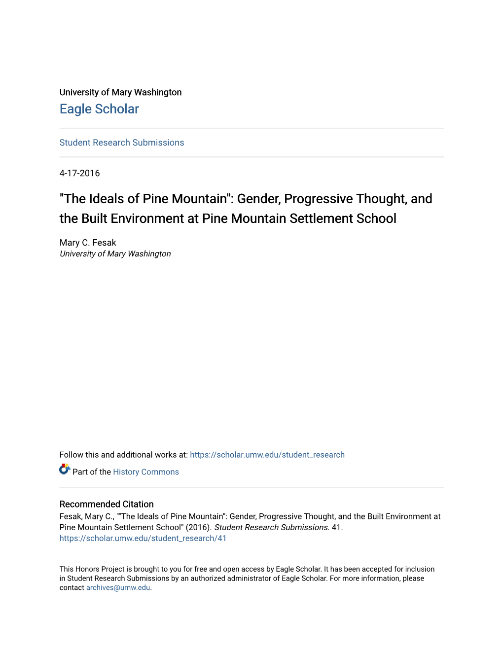 Gender, Progressive Thought, and the Built Environment at Pine Mountain Settlement School