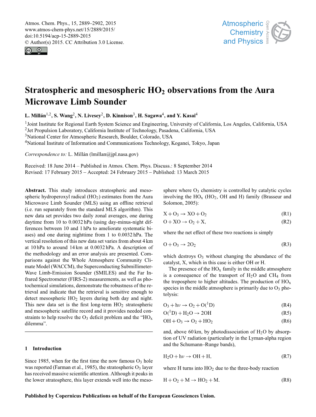 Articles Upon the Hox Family by Comparing Averages of Days Impacted by These Events with Averages of Non-Impacted 3945–3977, Doi:10.5194/Acp-13-3945-2013, 2013