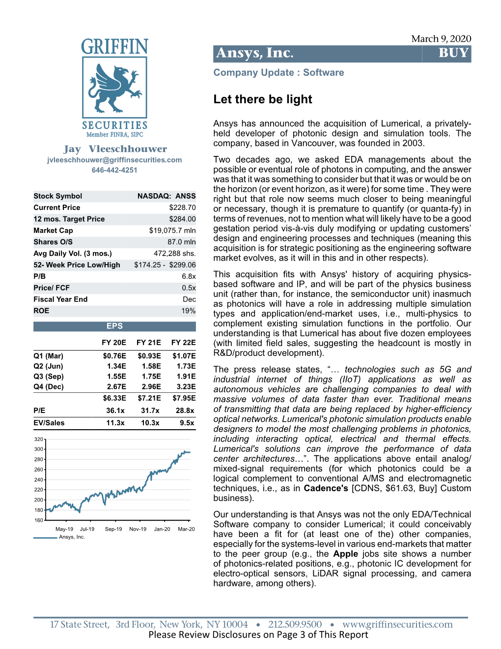 Ansys, Inc. BUY Company Update : Software