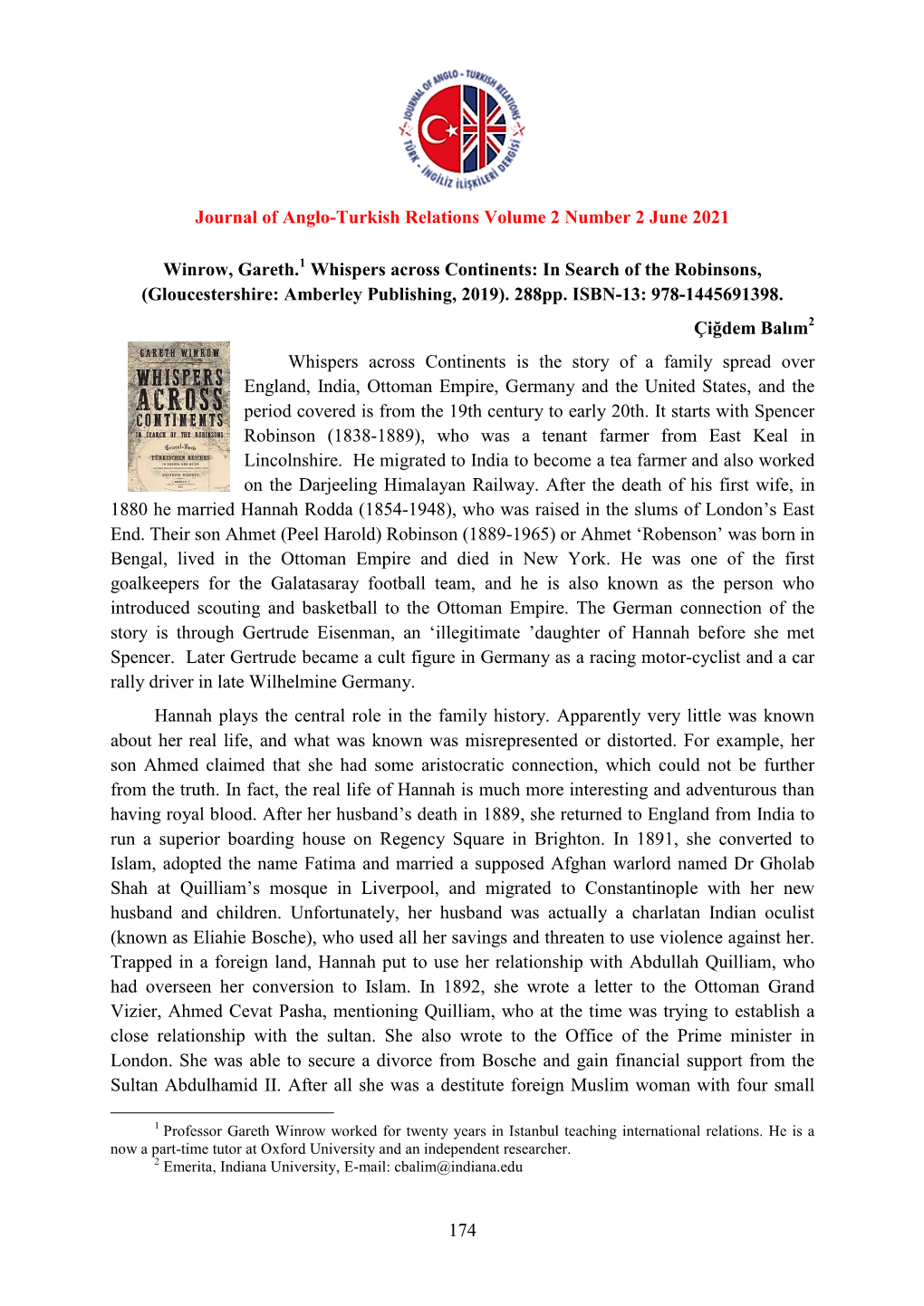 Journal of Anglo-Turkish Relations Volume 2 Number 2 June 2021