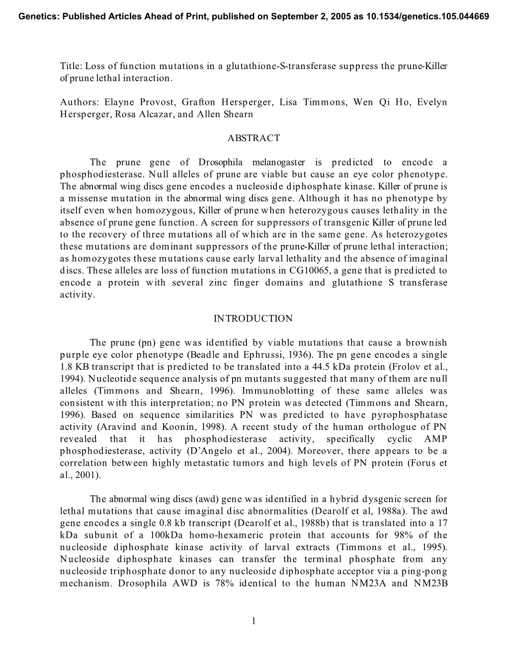 1 Title: Loss of Function Mutations in a Glutathione-S-Transferase Suppress