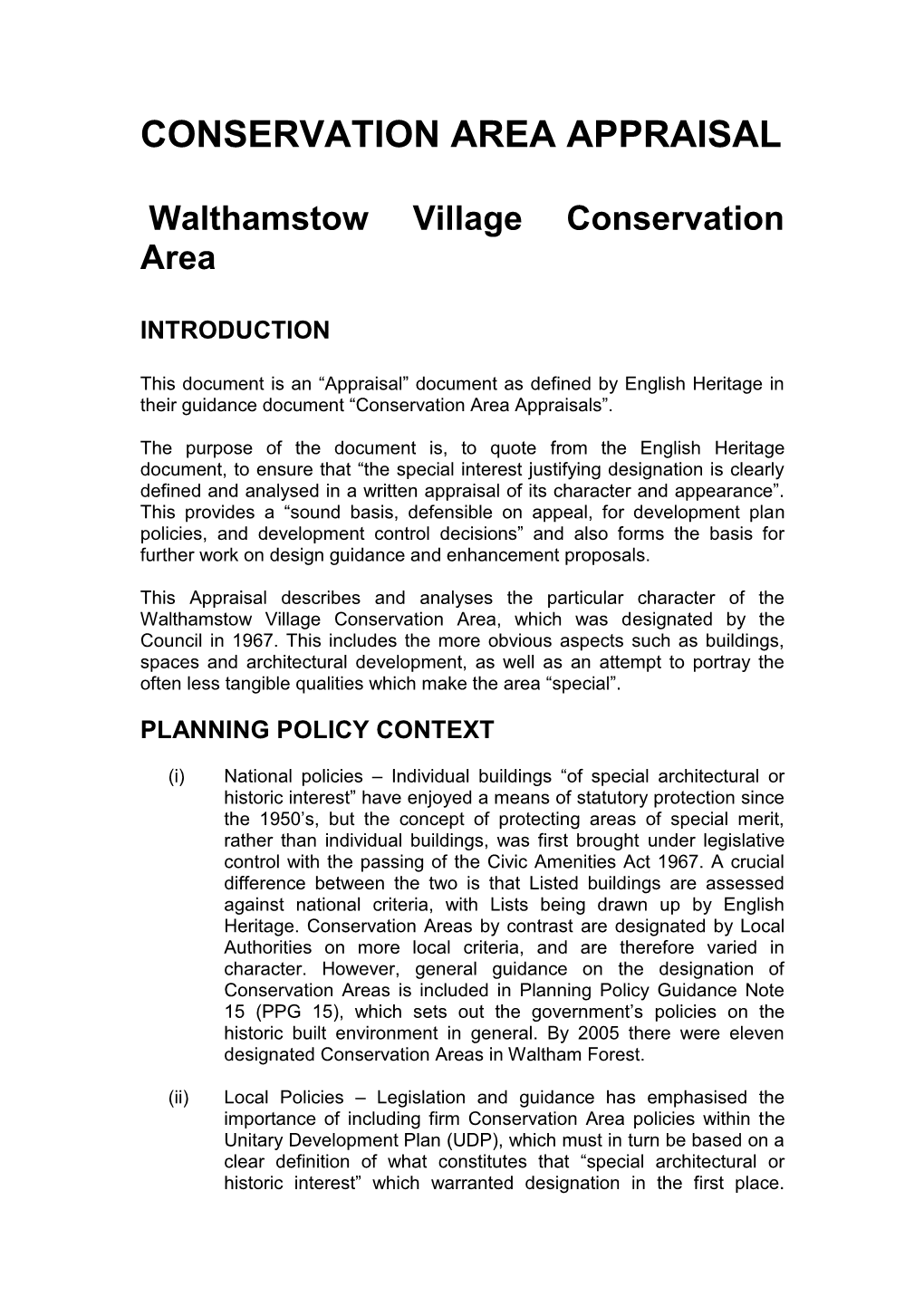 Conservation Area Appraisal