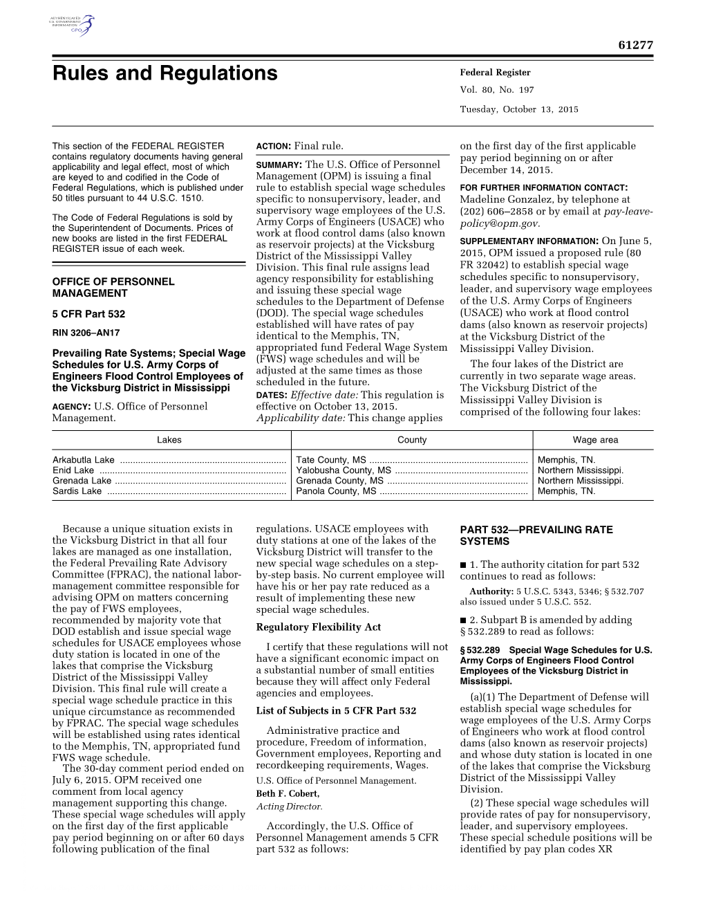 Rules and Regulations Federal Register Vol