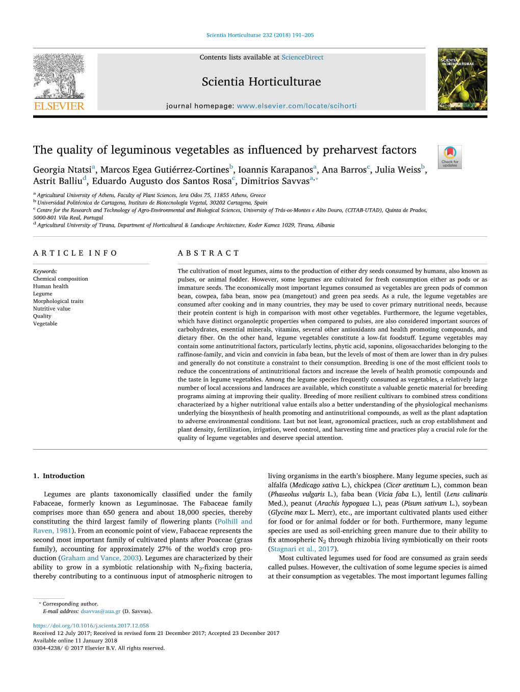 The Quality of Leguminous Vegetables As Influenced by Preharvest Factors